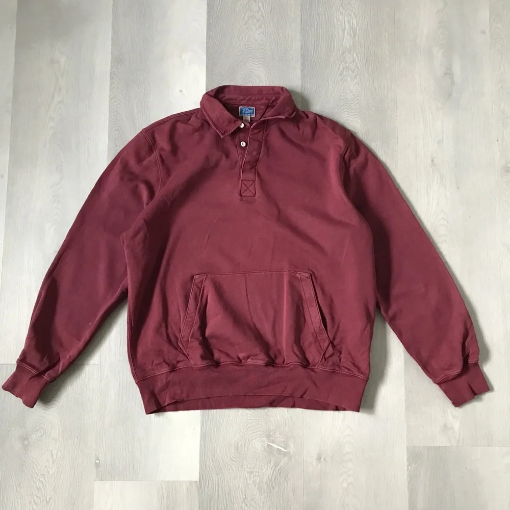 J CREW BURGUNDY LONG SLEEVE COLLARED HENLEY WOMENS XL